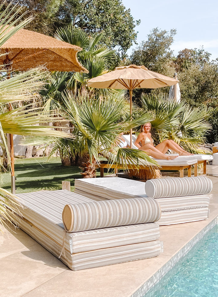 Mxhome Sun Solerger en elantero rayado y espalda blanca - colchón doble o simple - al aire libre