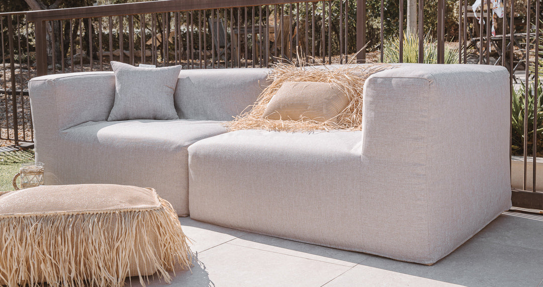 Sofa Anniabable Mxhome - Efecto de lino de 3 salones extraíbles Taupe - Al aire libre