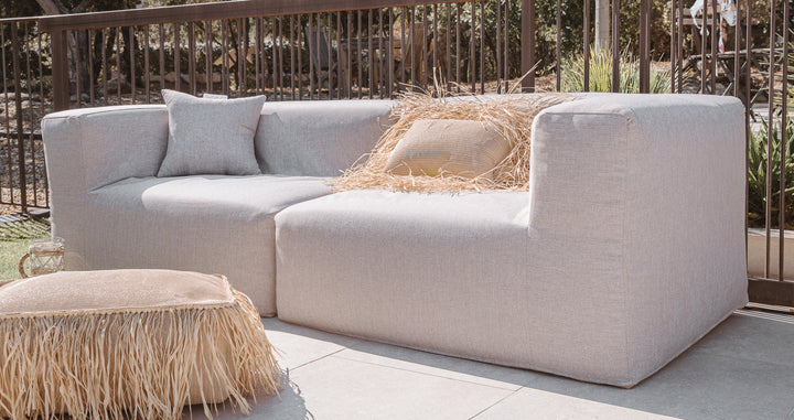 Sofa Anniabable Mxhome - Efecto de lino de 3 salones extraíbles Taupe - Al aire libre