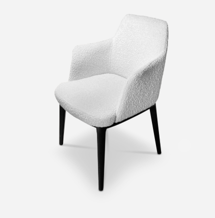 El gran interior de la silla de comedor de Milano Boucle White