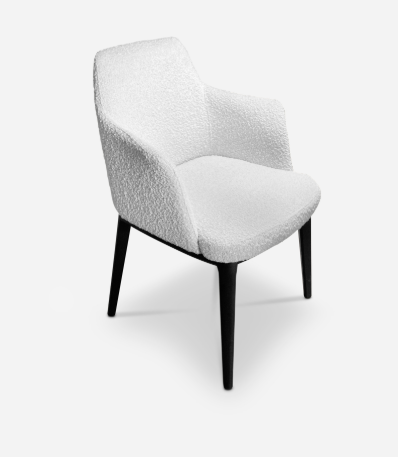 El gran interior de la silla de comedor de Milano Boucle White