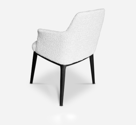 El gran interior de la silla de comedor de Milano Boucle White
