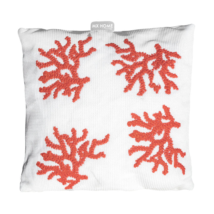 Mxhome White Custwow - Coral ricamo arancione - Outdoor