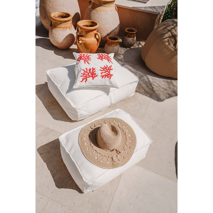 Mxhome Floor Cushion "Bast Effect" o White - Al aire libre