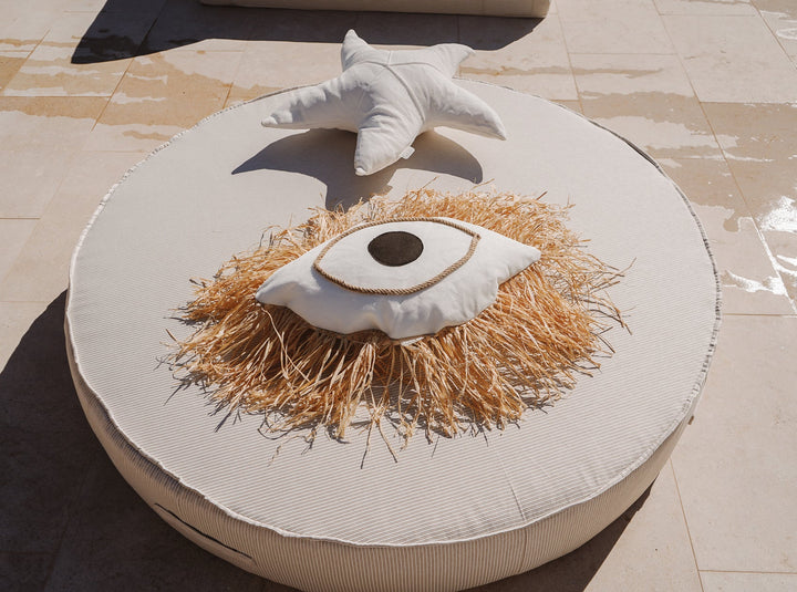 MXHOME Sonnenliege rund Beige und Weiß - Outdoor