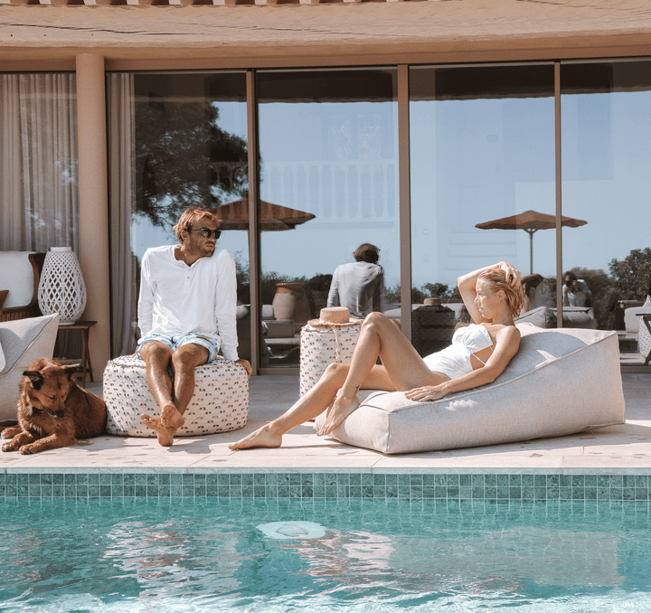 MXHOME - Schwimmende Sonnenliege in Leinen Grau - Outdoor