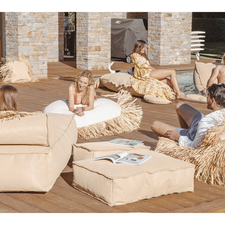 Mxhome Floor Cushion "Bast Effect" o White - Al aire libre