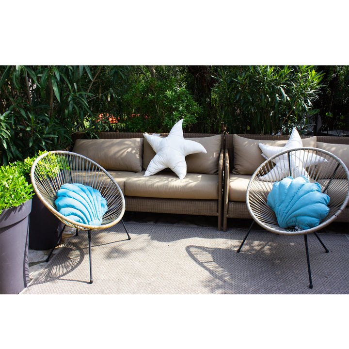 Almohada de concha mxhome - rafia o blanco o azul - al aire libre