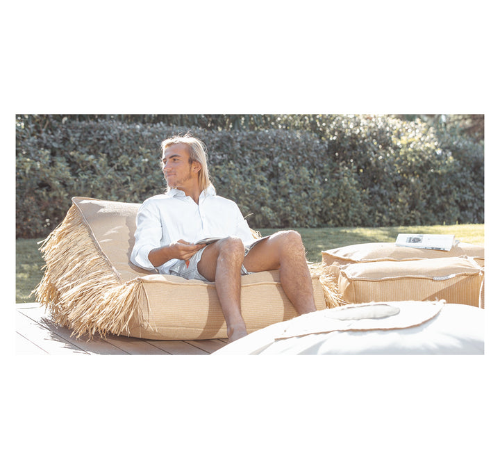 Mxhome - Sun Solounger en Bast Optics con franjas - Al aire libre